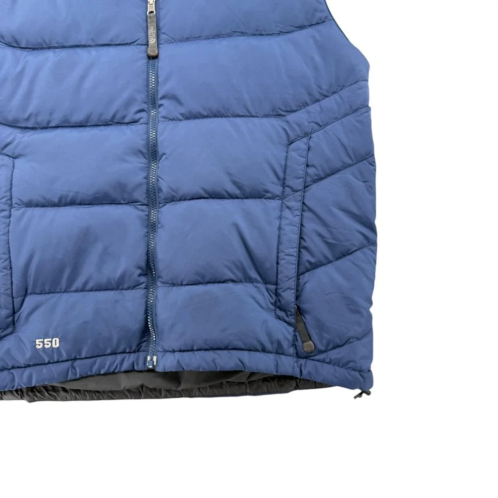 The North Face 550 Down Puffer Vest Mens Blue Full Zip Insulated Jacket M